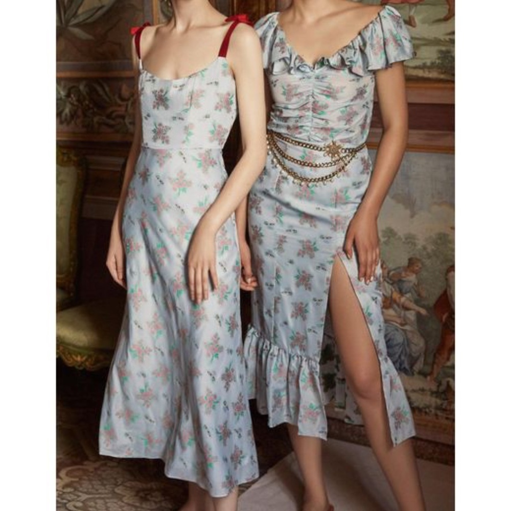 Markarian Serafina Blue Floral Corset Dress